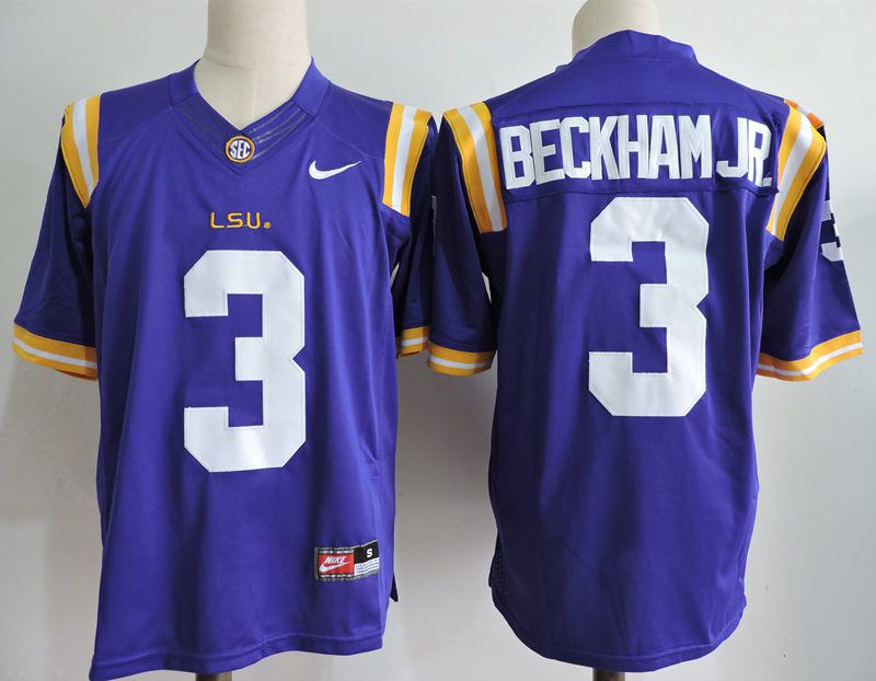 Men LSU Tigers #3 Beckham jr Purple Nike 2025 NCAA Jersey->ncaa teams->NCAA Jersey